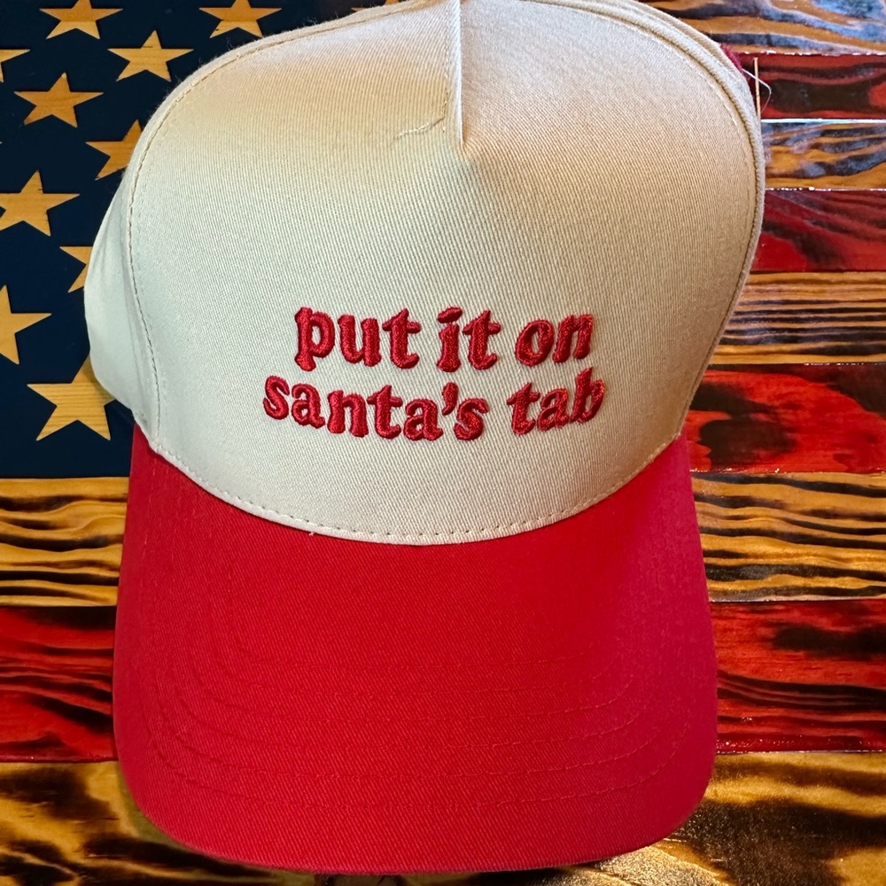 Red and White Cap with Embroidered Text - Picture 1 of 3
